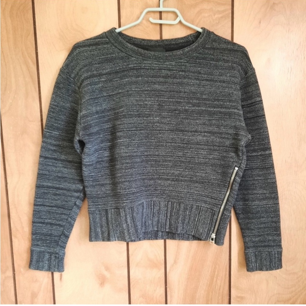 WILFRED Marled Cropped Sweater 100% Cotton Side Zipper Dolman Sleeve XS